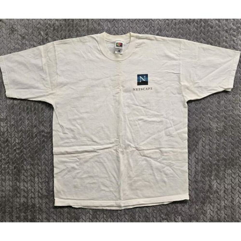 Vintage NETSCAPE Logo T-Shirt Internet‎ Y2K Size XL Lighthouse Rare